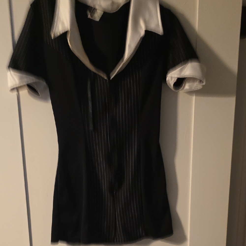 Elegant Black and White Women's Gangster Themed Mini Dress Costume
